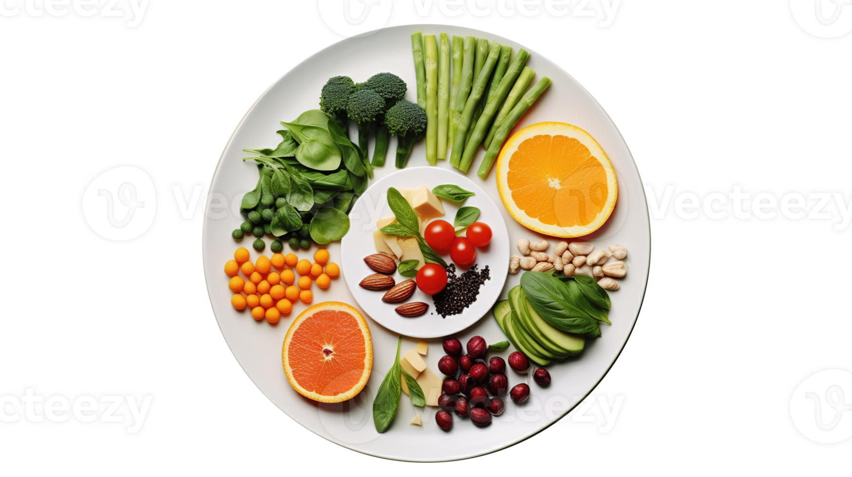 Healthy Meal on a Plate Isolated on Transparent Background. Diet, Healthy Lifestyle, Nutrition Concept png