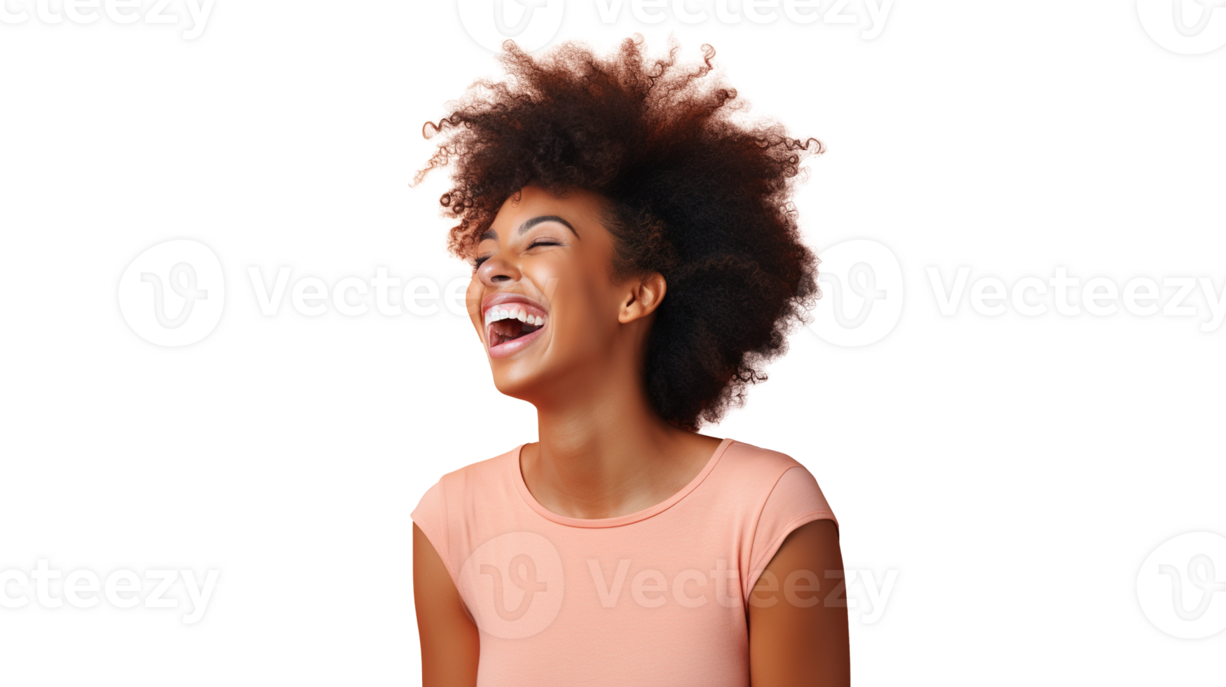 Happy Black Woman with Laughing Expression Isolated on Transparent Background. DEIB, Diversity, Equity, Inclusion png