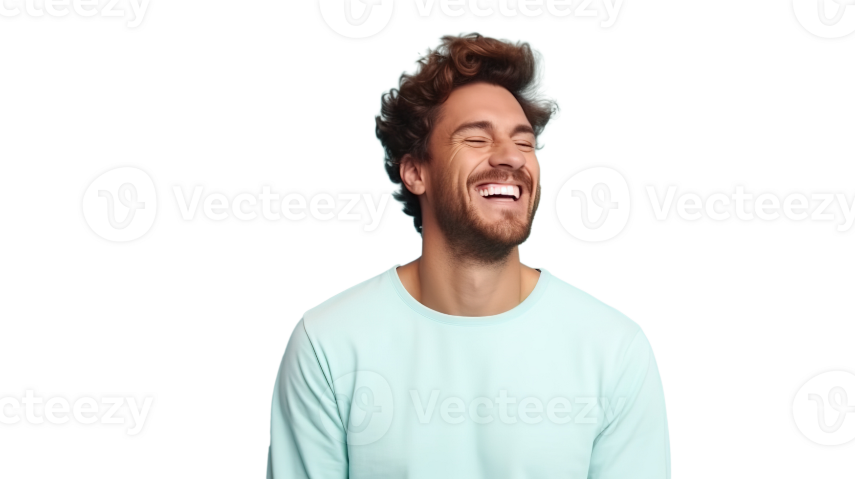 Smiling man with laughter isolated on transparent, joyful expression, male, happiness, portrait png