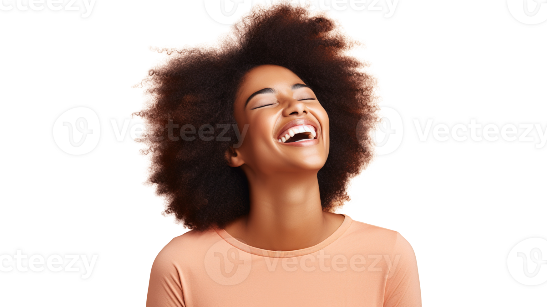 Laughing Black Woman isolated on Transparent Background. DEIB, Diversity, Equity, Inclusion png