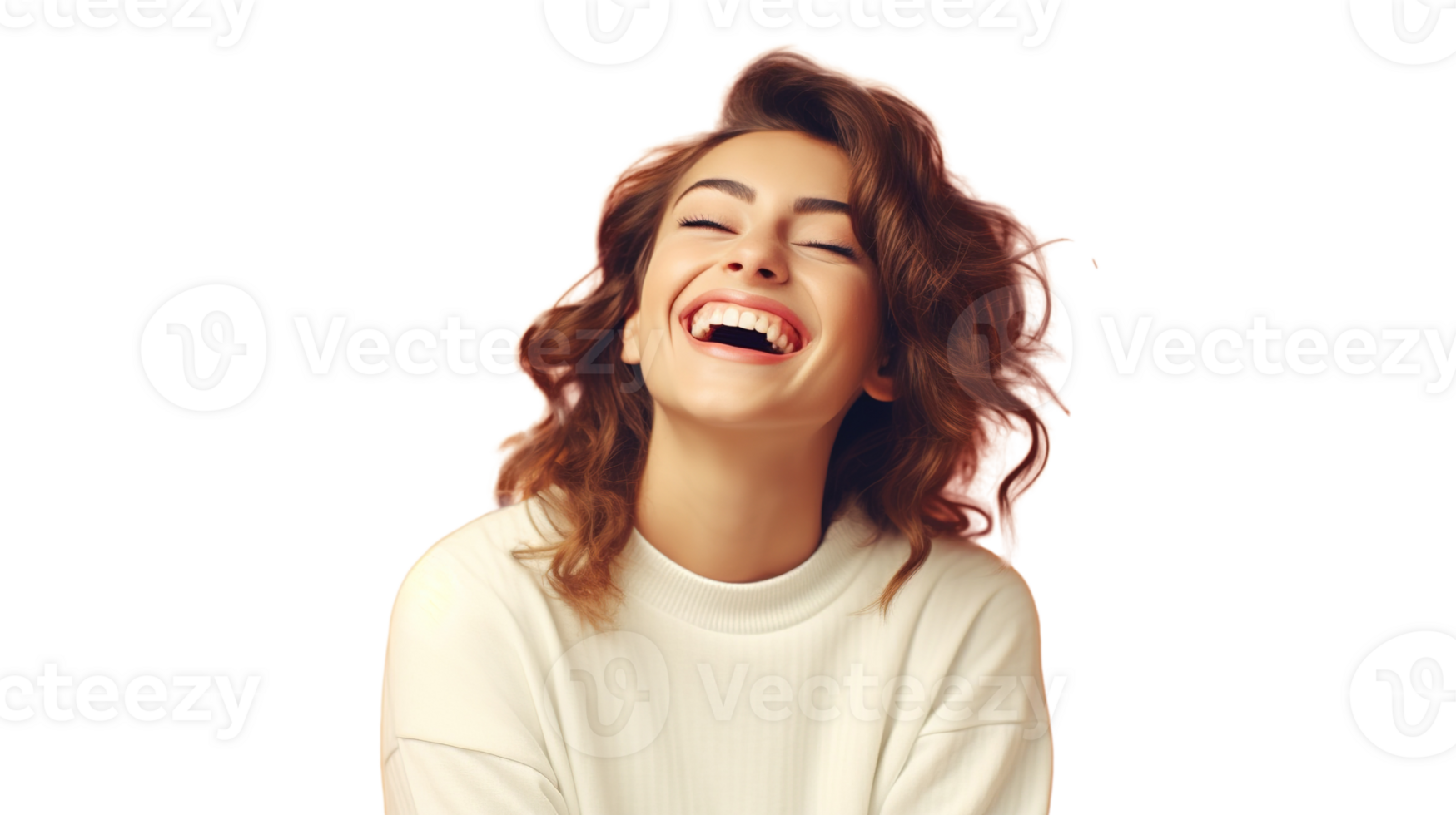 Happy Woman Laughing at Transparent Background png