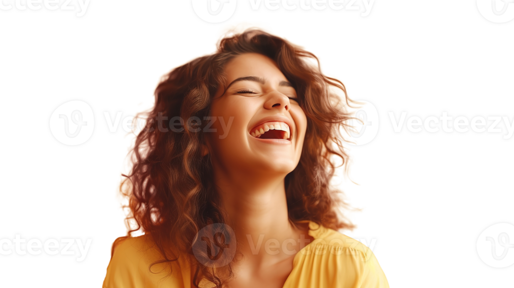 Smiling Woman Laughing Isolated on Transparent Background png