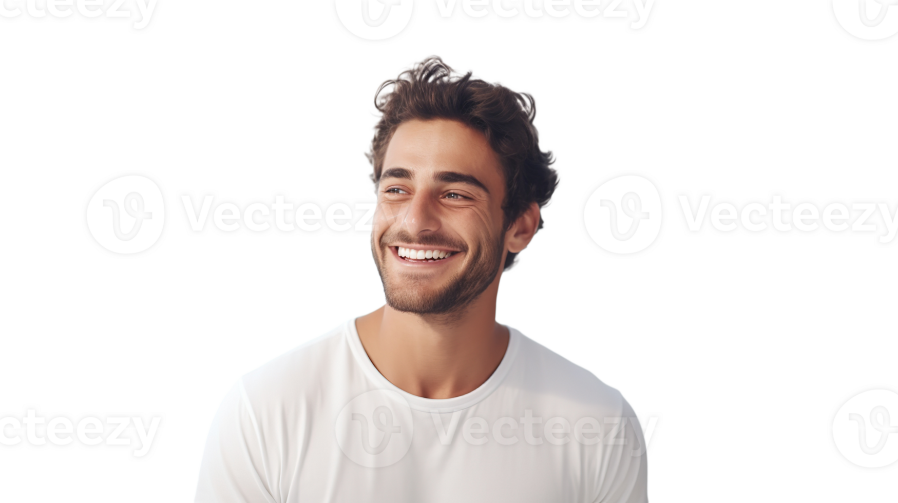 Man with Flawless Glowing Skin Smiling Isolated on Transparent png