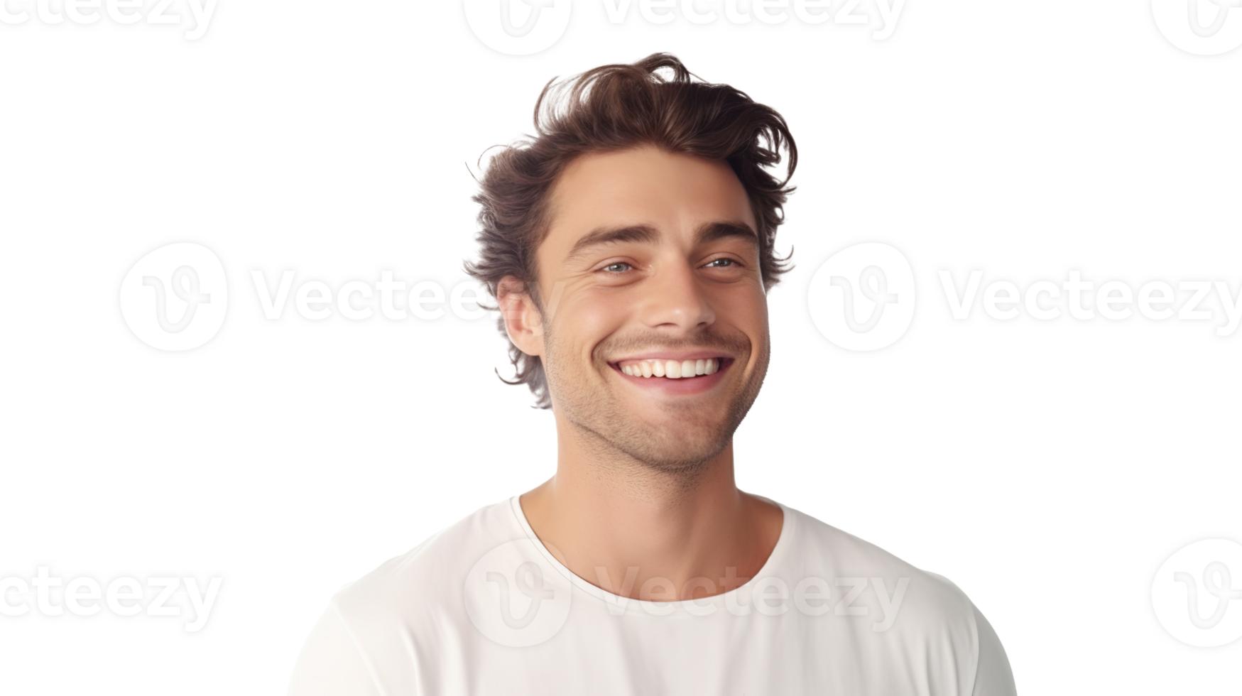 Man Smiling with Flawless Glowy Skin Isolated on Transparent Background png