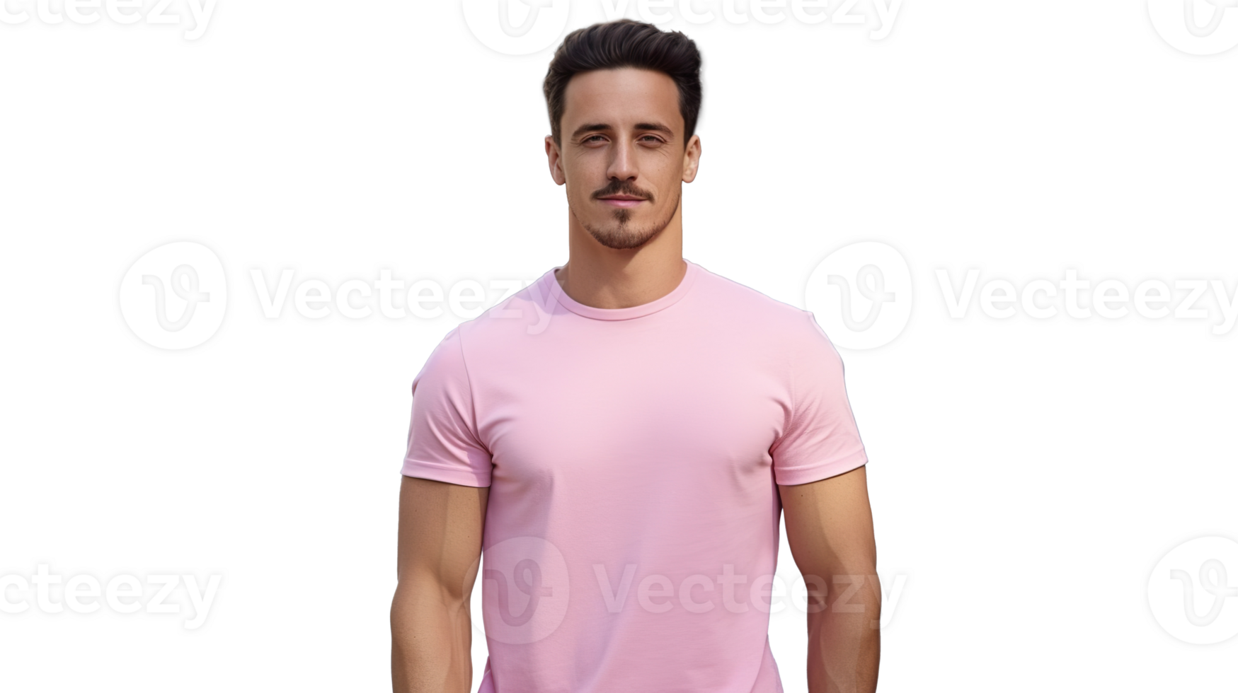 Male Wearing White T-shirt Mockup Template on Transparent. Casual Shirt Design png