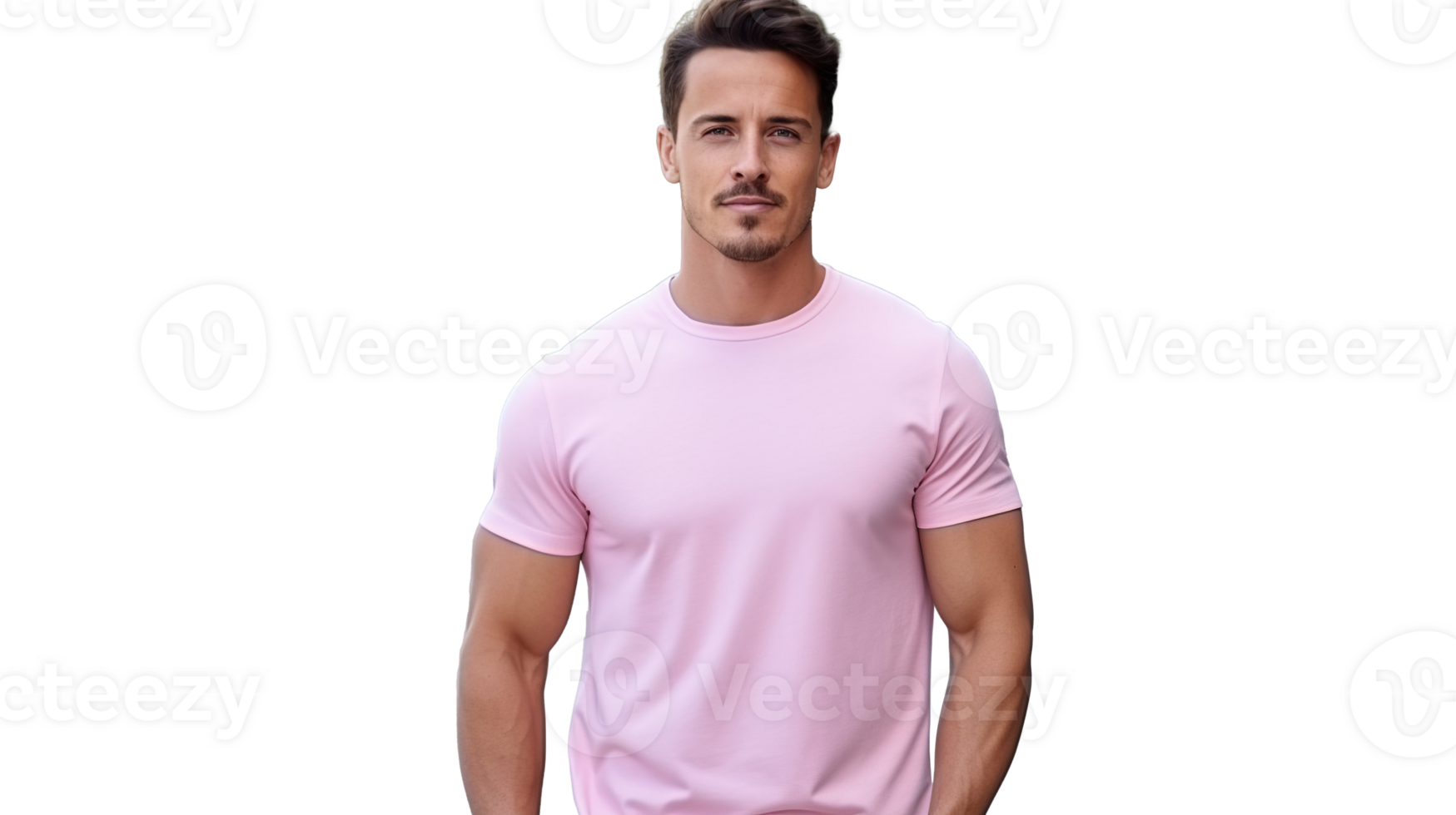 Man Wearing White Tee Shirt Mockup Placement on Transparent. Shirt Mockup Template. Male Casual Tee Shirt png