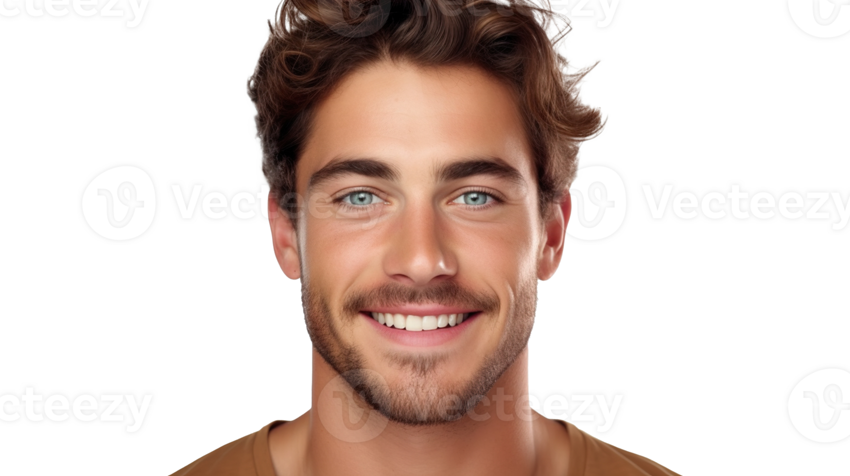 Smiling Man with Radiant Glowy Skin on Transparent Background png