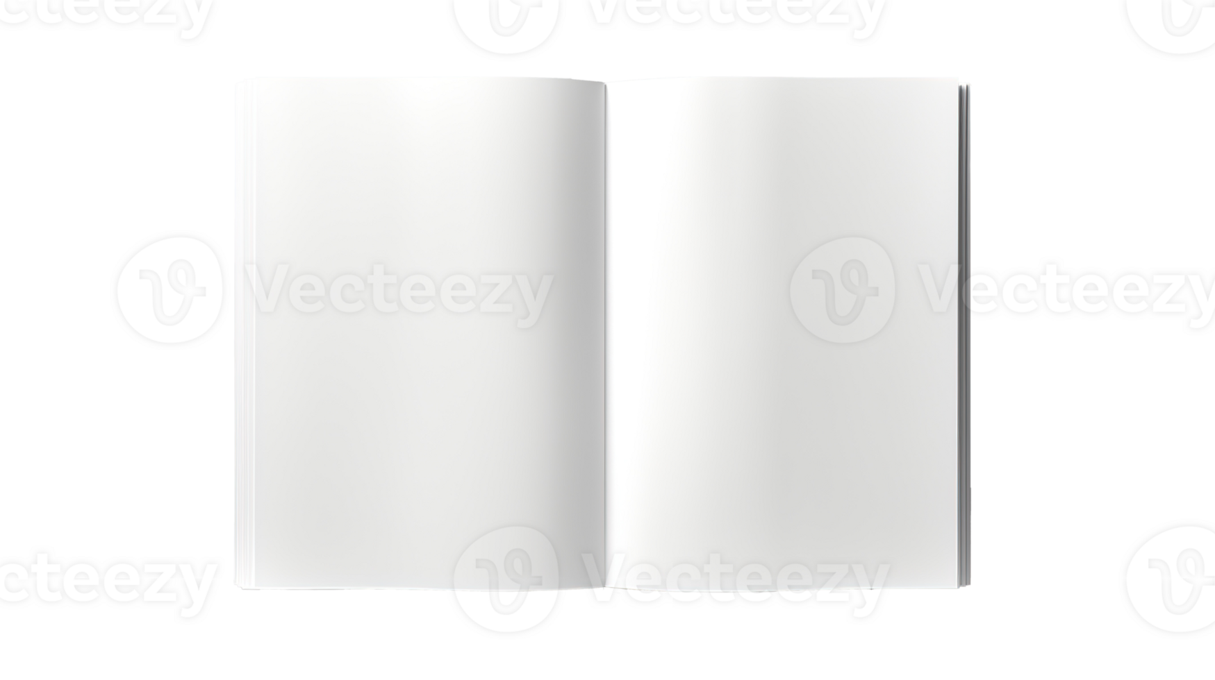 Opened White A4 Magazine Brochure Mockup in 3D Rendering on Transparent png
