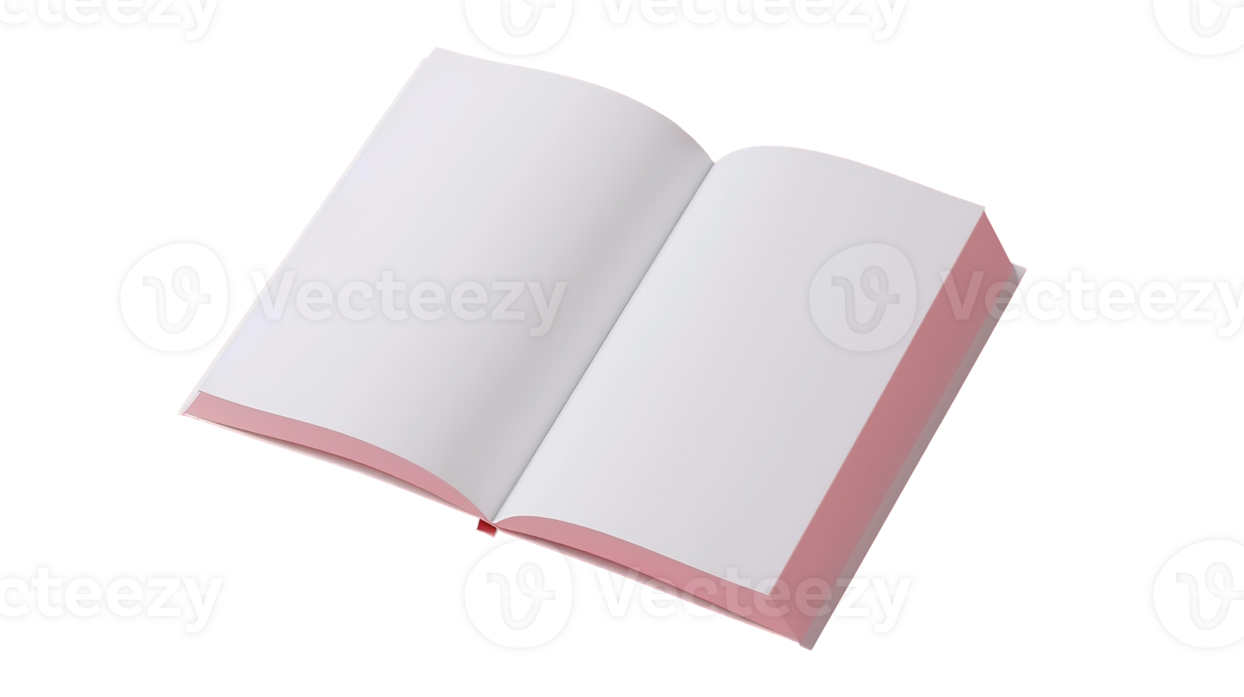 3D Rendering of Opened Blank White A4 Magazine Brochure Mockup on Transparent png