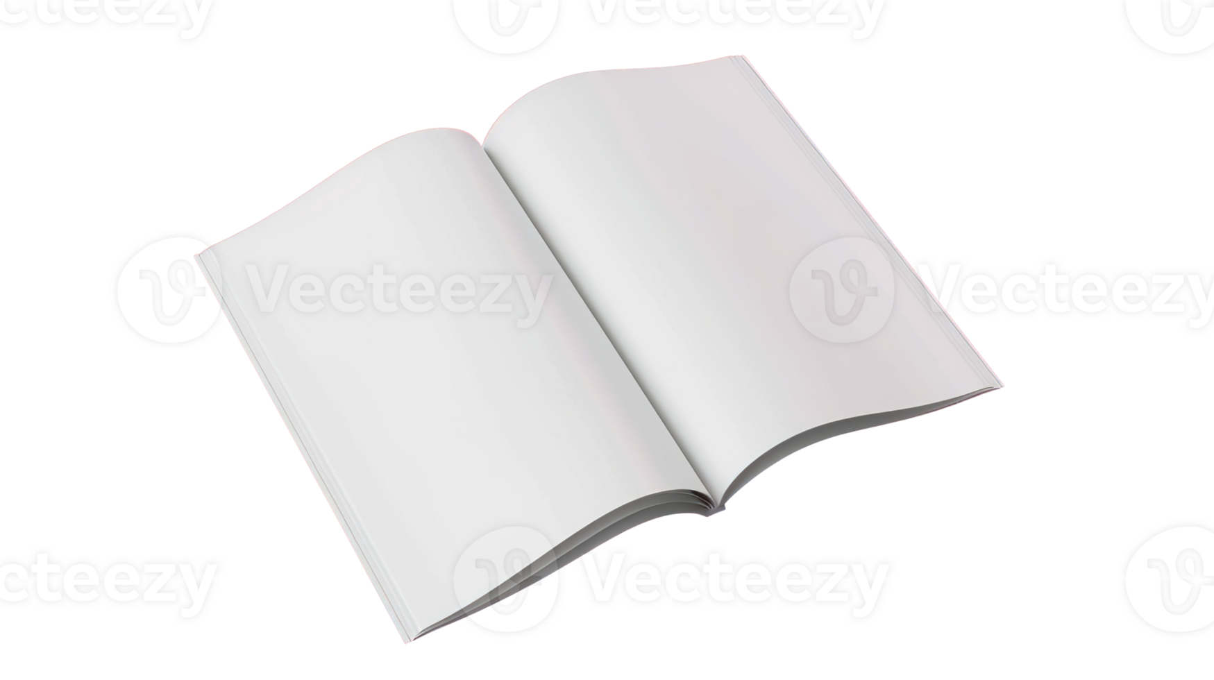 3D Rendering of Opened Blank White A4 Magazine Brochure Mockup at Transparent png