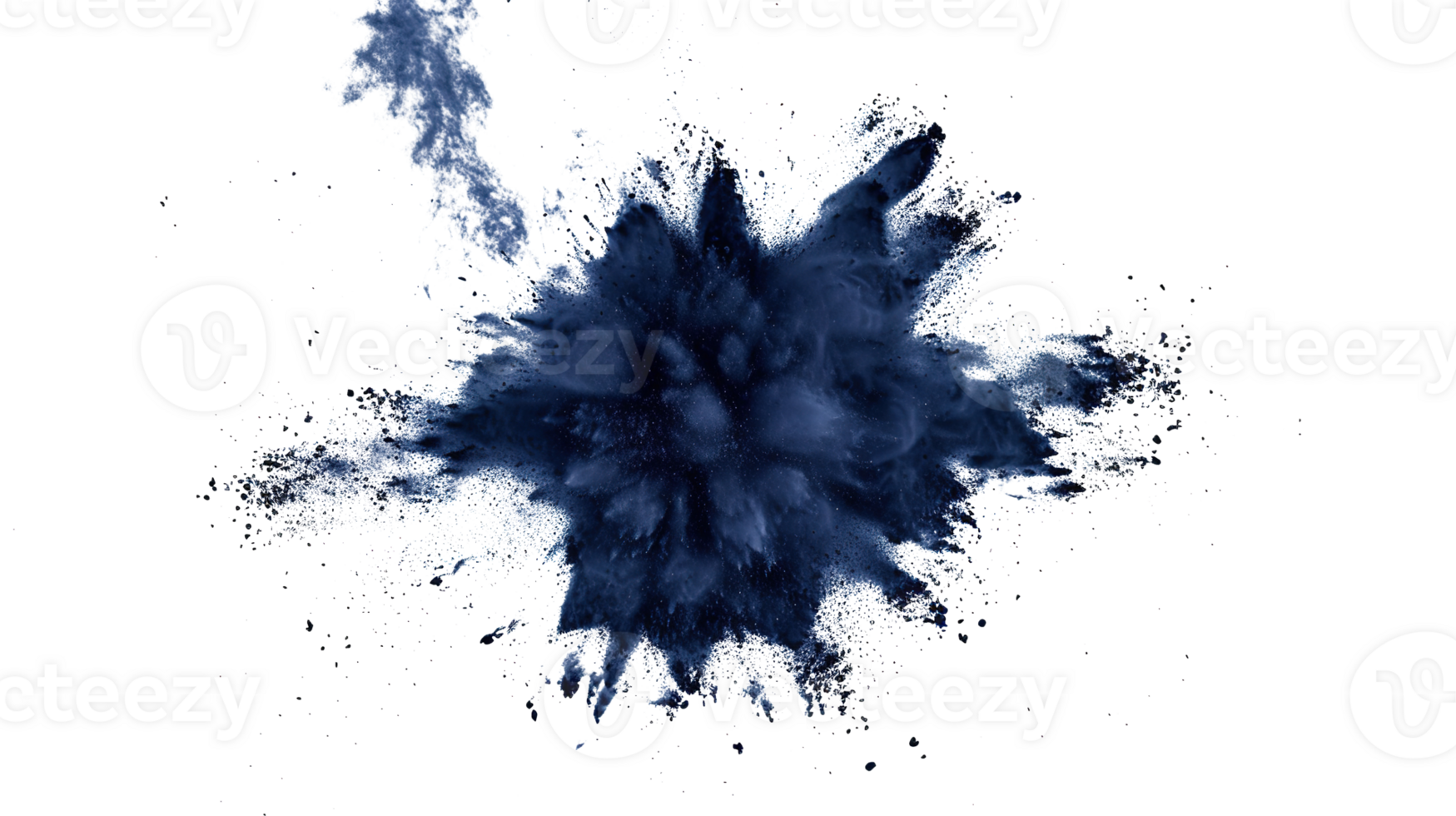 Navy Powder Dust Explosion Splash Isolated on Transparent Background Holi Paint png