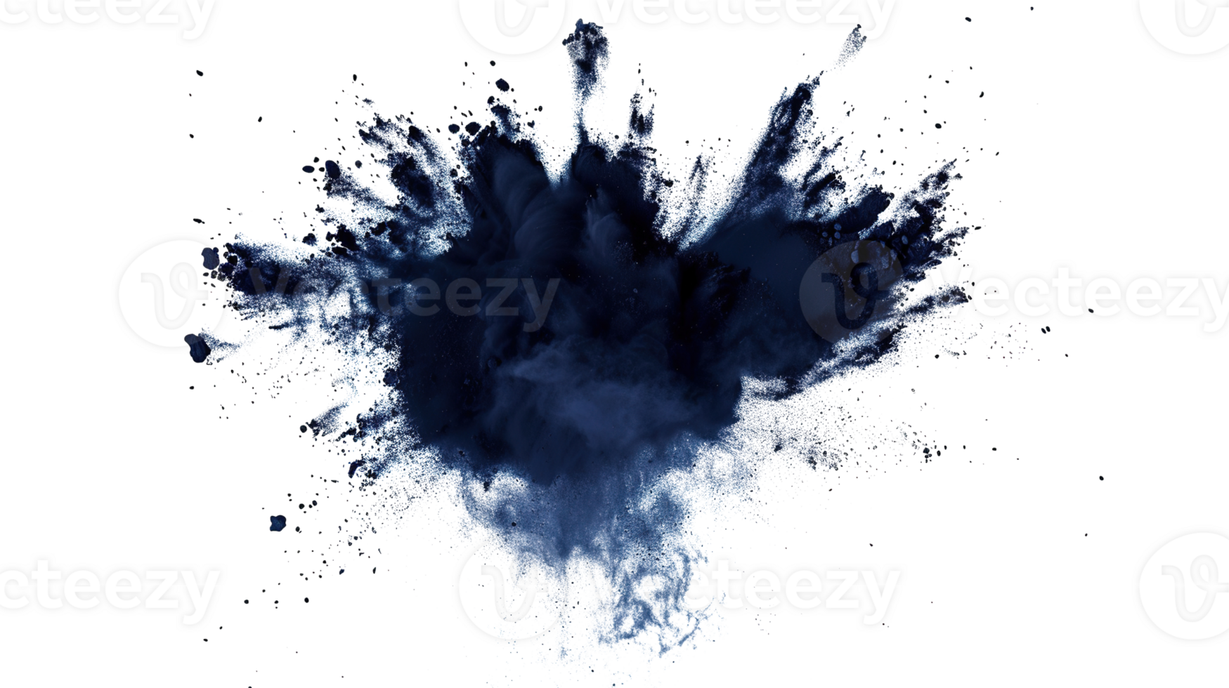 Navy Powder Dust Explosion Splash Isolated on Transparent Background - Holi Paint png