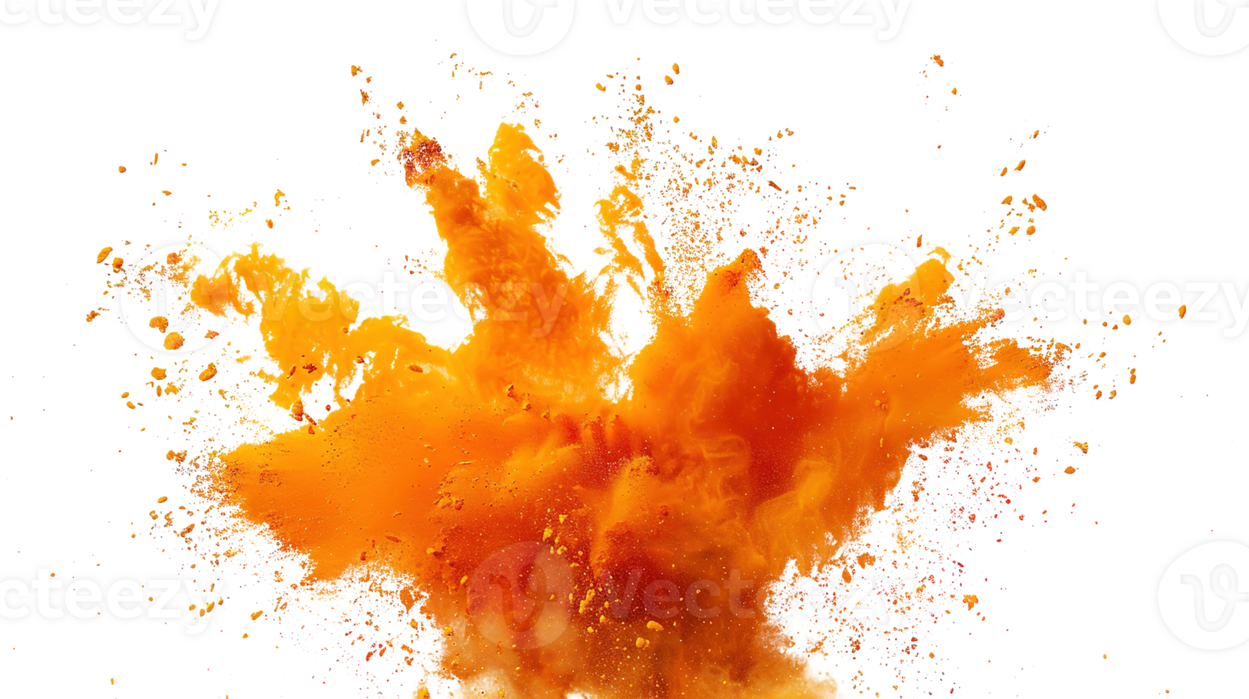 Orange Powder Dust Explosion Splash Isolated on Transparent Background - Holi png