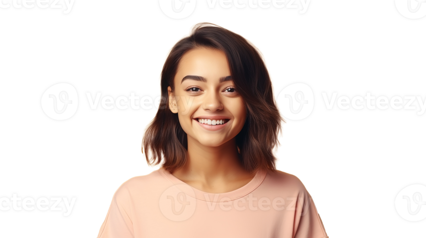 Beautiful Cute Smiling Girl Isolated on Transparent png