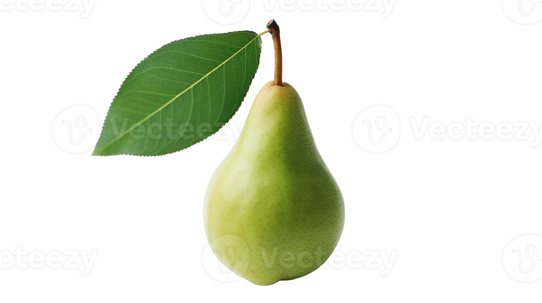 Ripe Pear with Green Leaf Isolated on Transparent Background. Fresh, Juicy, Fruit png