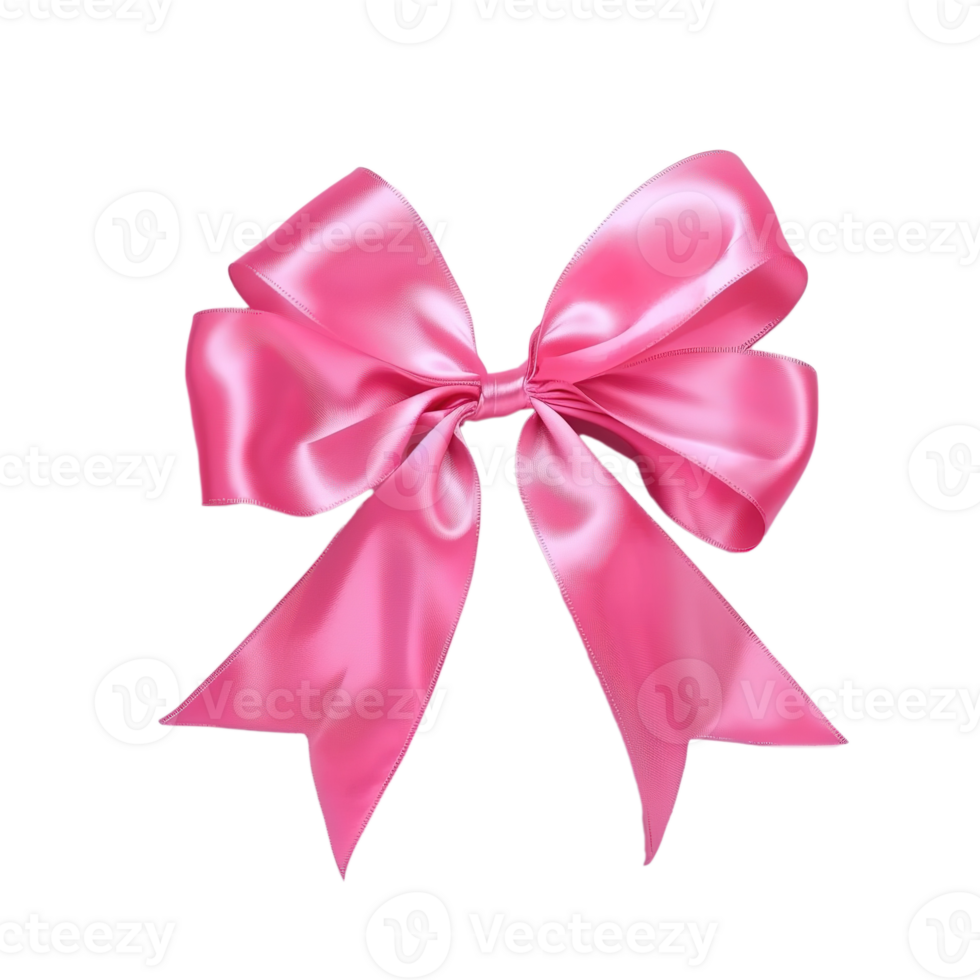 Pink Satin Ribbon Bow Isolated on Transparent Background png