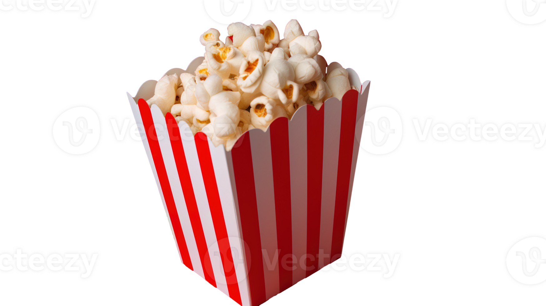 Striped Box with Popcorn on Transparent Background, Copy Space. Snack, Movie, Film, Cinema png