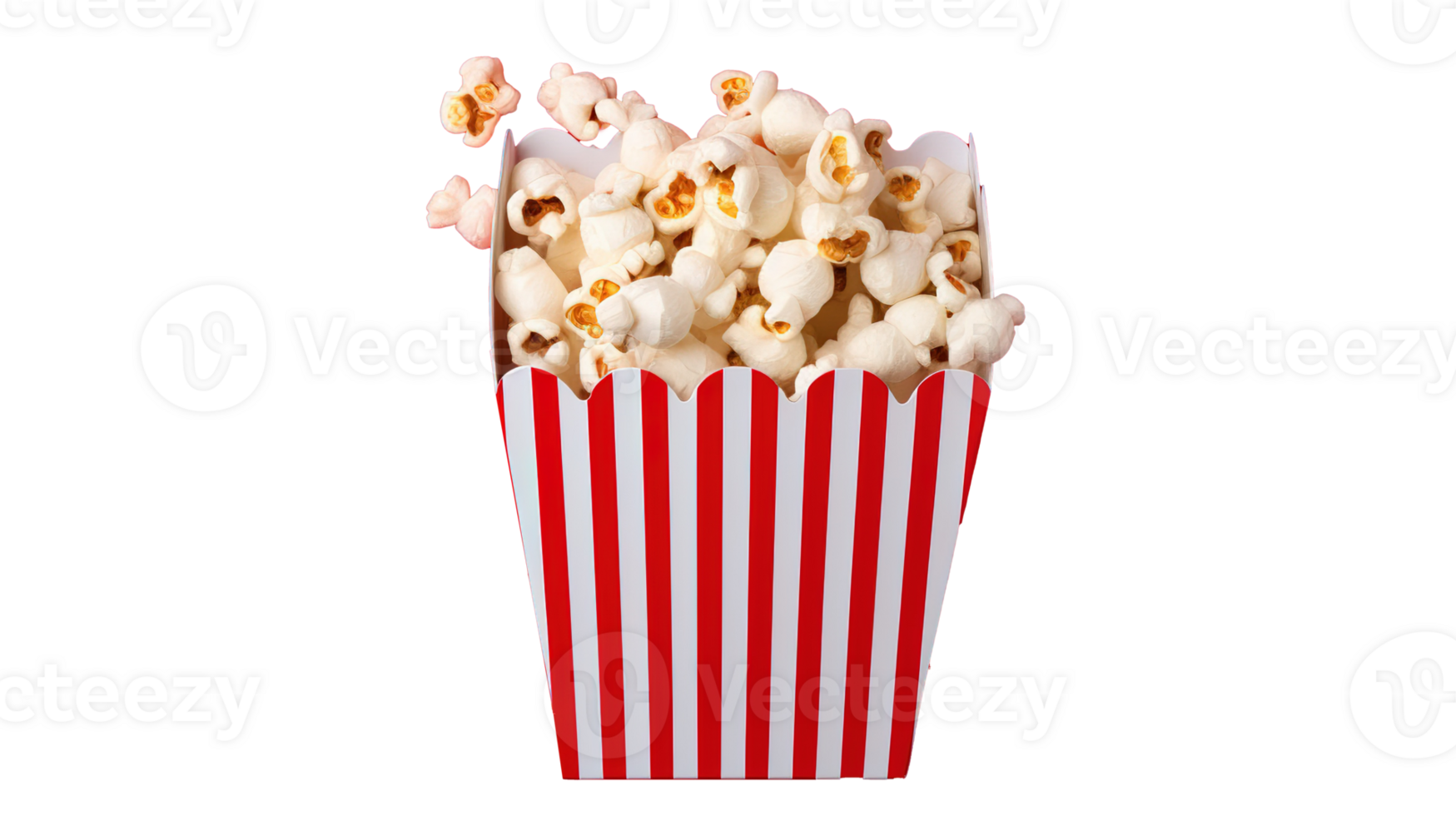 Classic Popcorn in Striped Box on Transparent Background, Empty Space. Snack, Movie Time, Film png