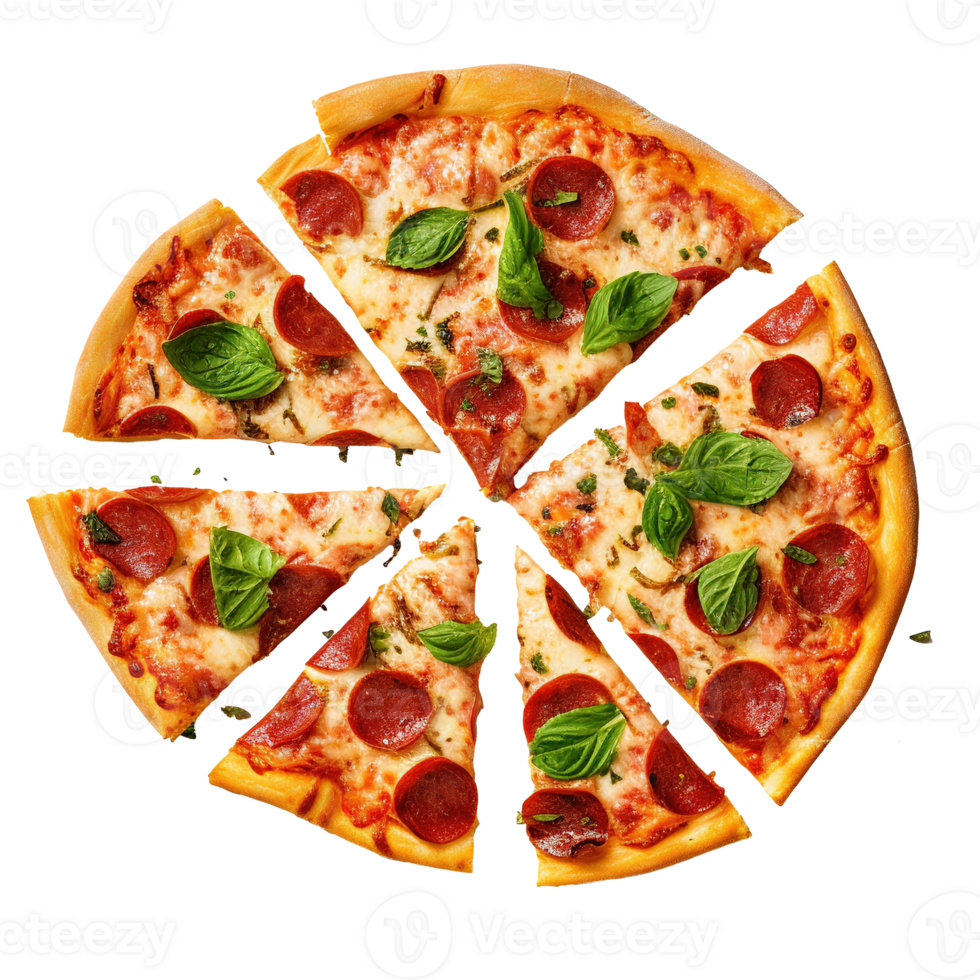 Hot and Cheesy Pizza on Transparent png