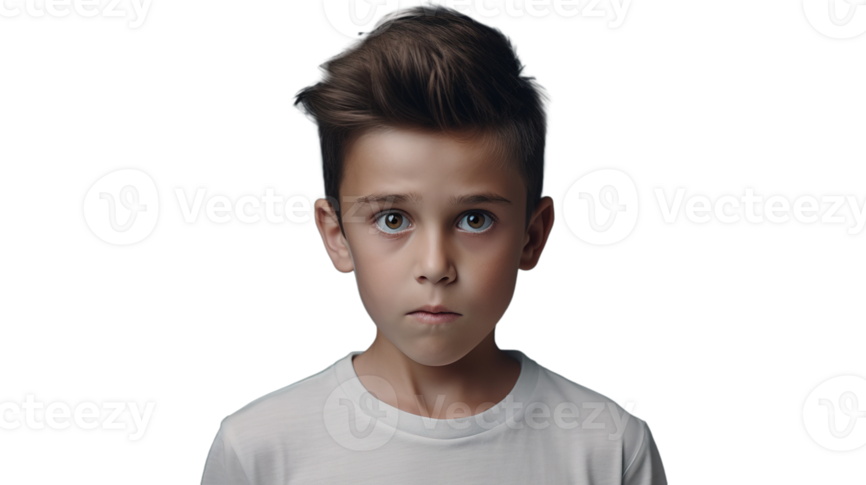 Shocked Young Boy Looking Directly at the Camera on Transparent Background png