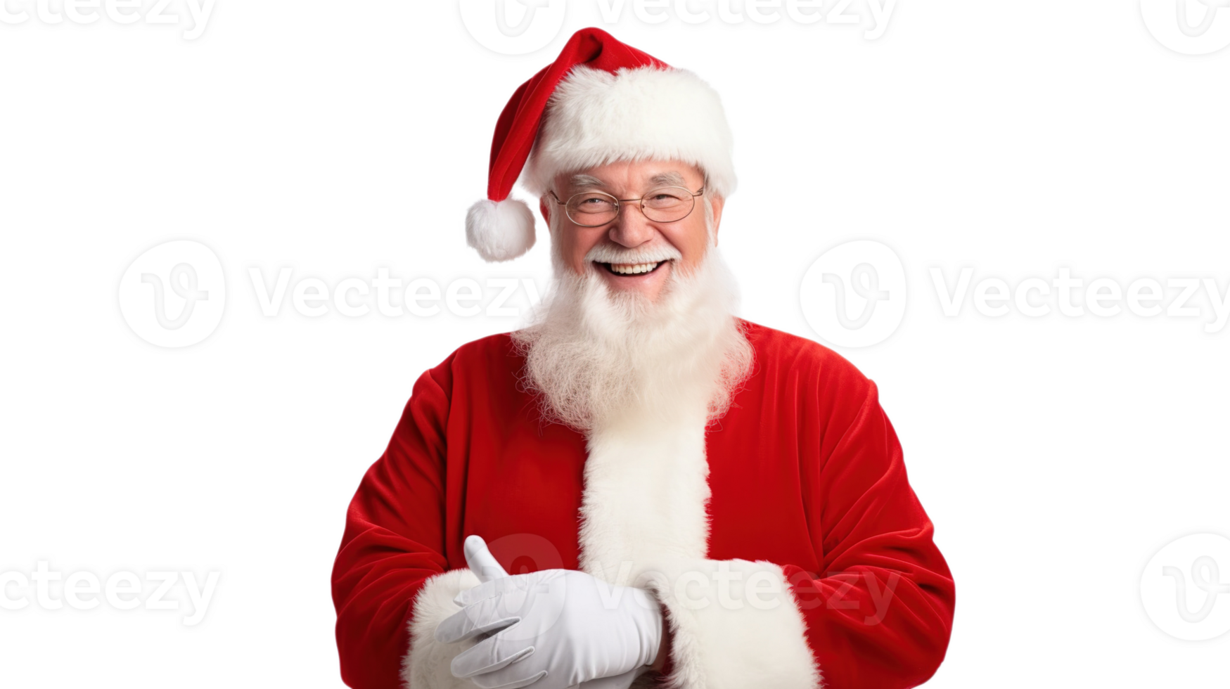 Expressive Happy Santa Claus Isolated on Transparent Background png