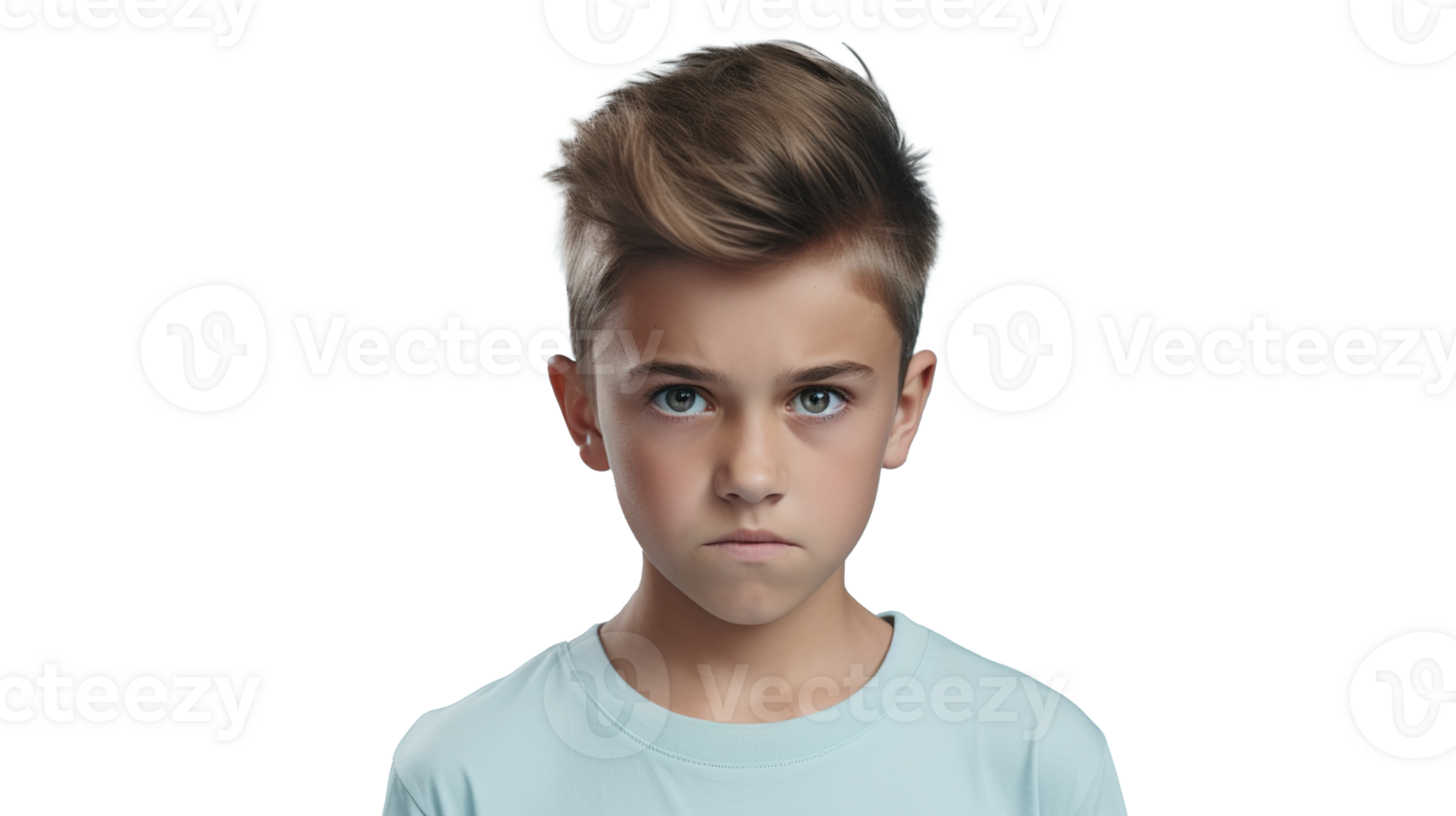 Frightened Boy Staring at the Camera Isolated on Transparent png