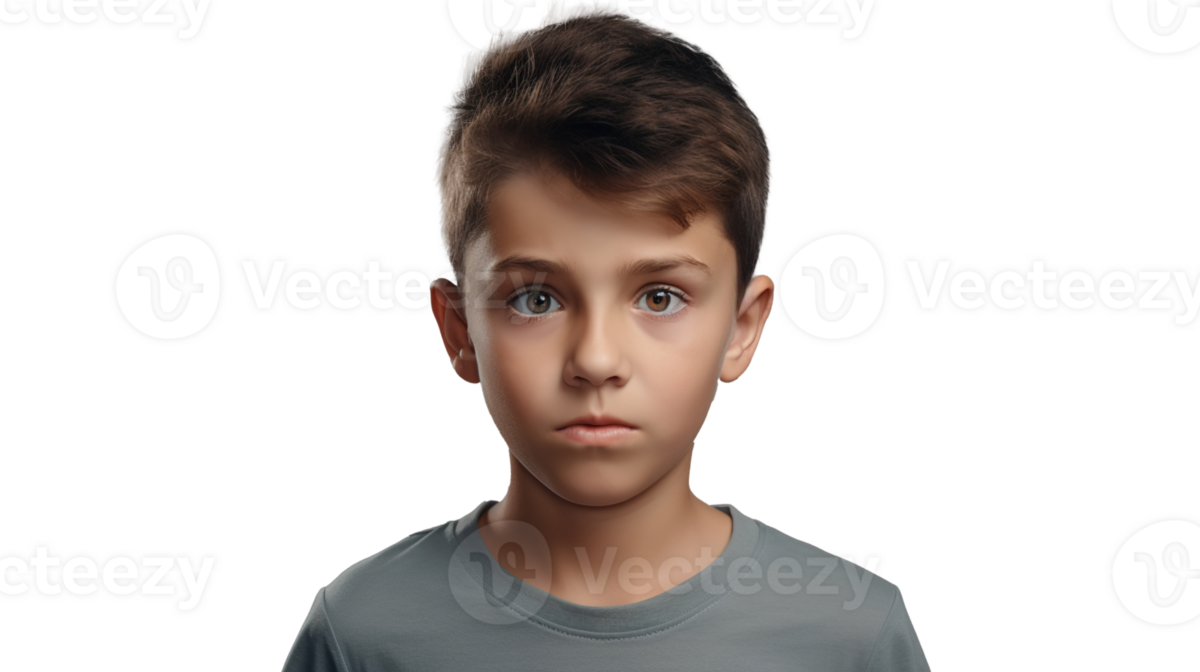 Scared Boy Looking at the Camera Isolated on Transparent png