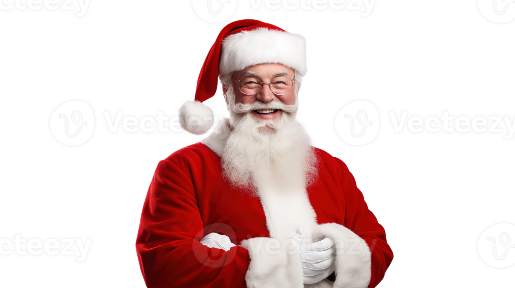 Jolly Santa Claus with Cheerful Expression on Transparent png