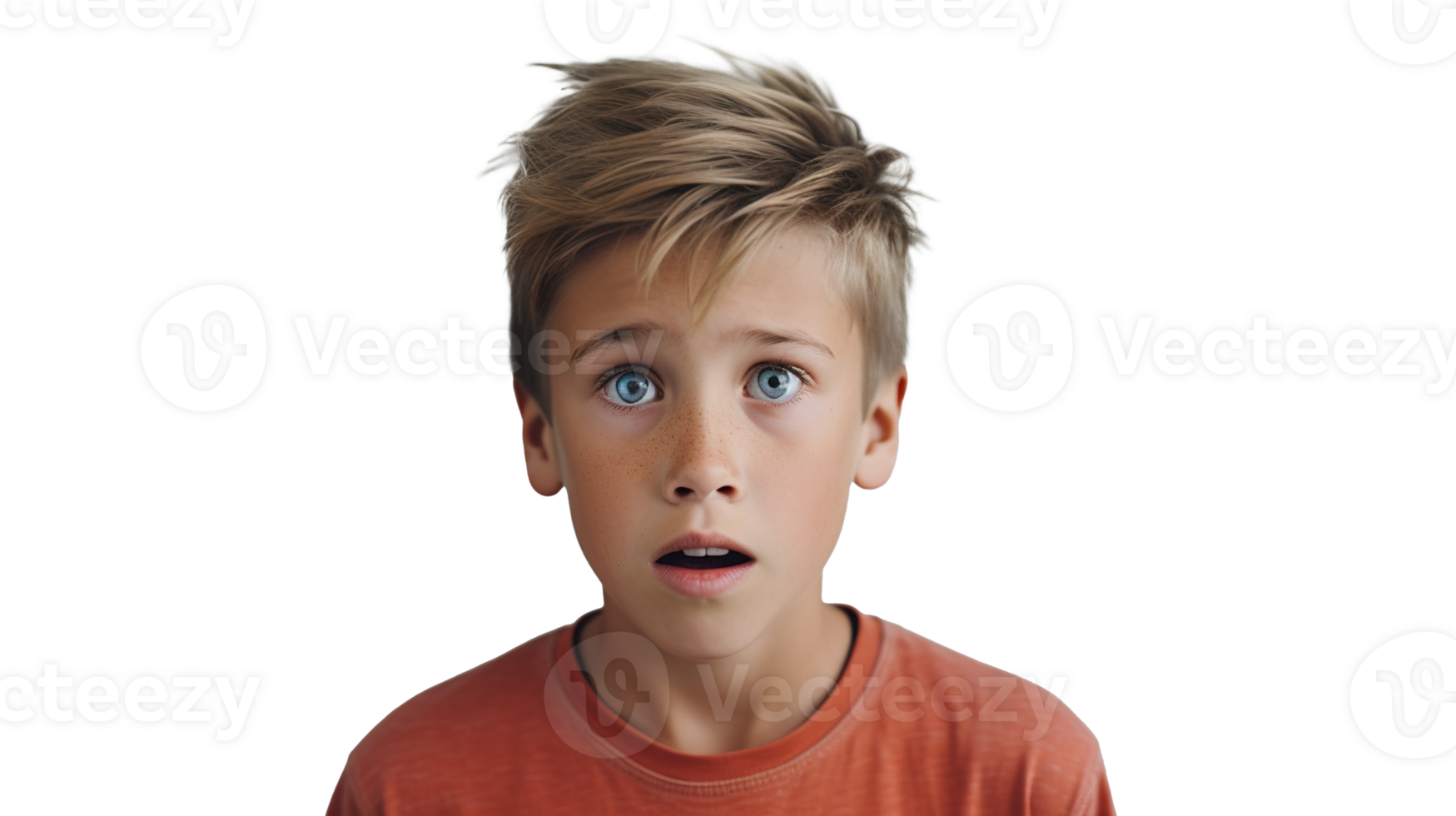 Frightened Boy Staring at the Camera Isolated on Transparent Background png