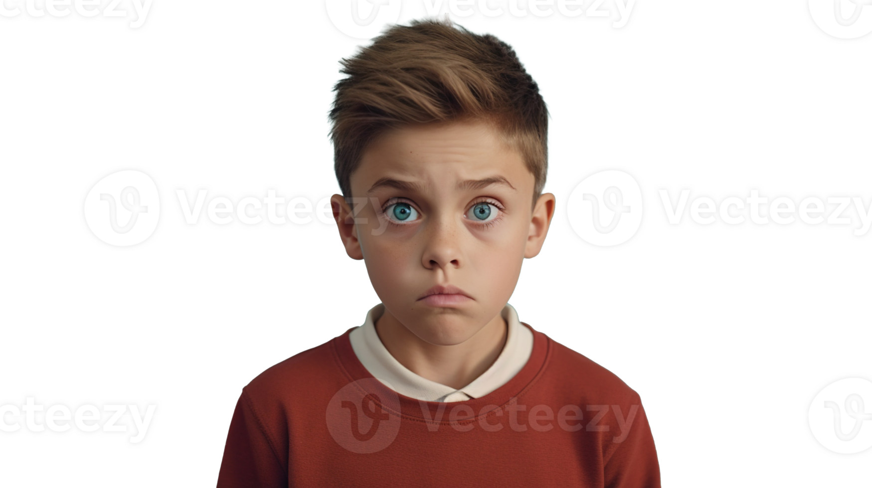 Scared Boy Looking at the Camera Isolated on Transparent Background png