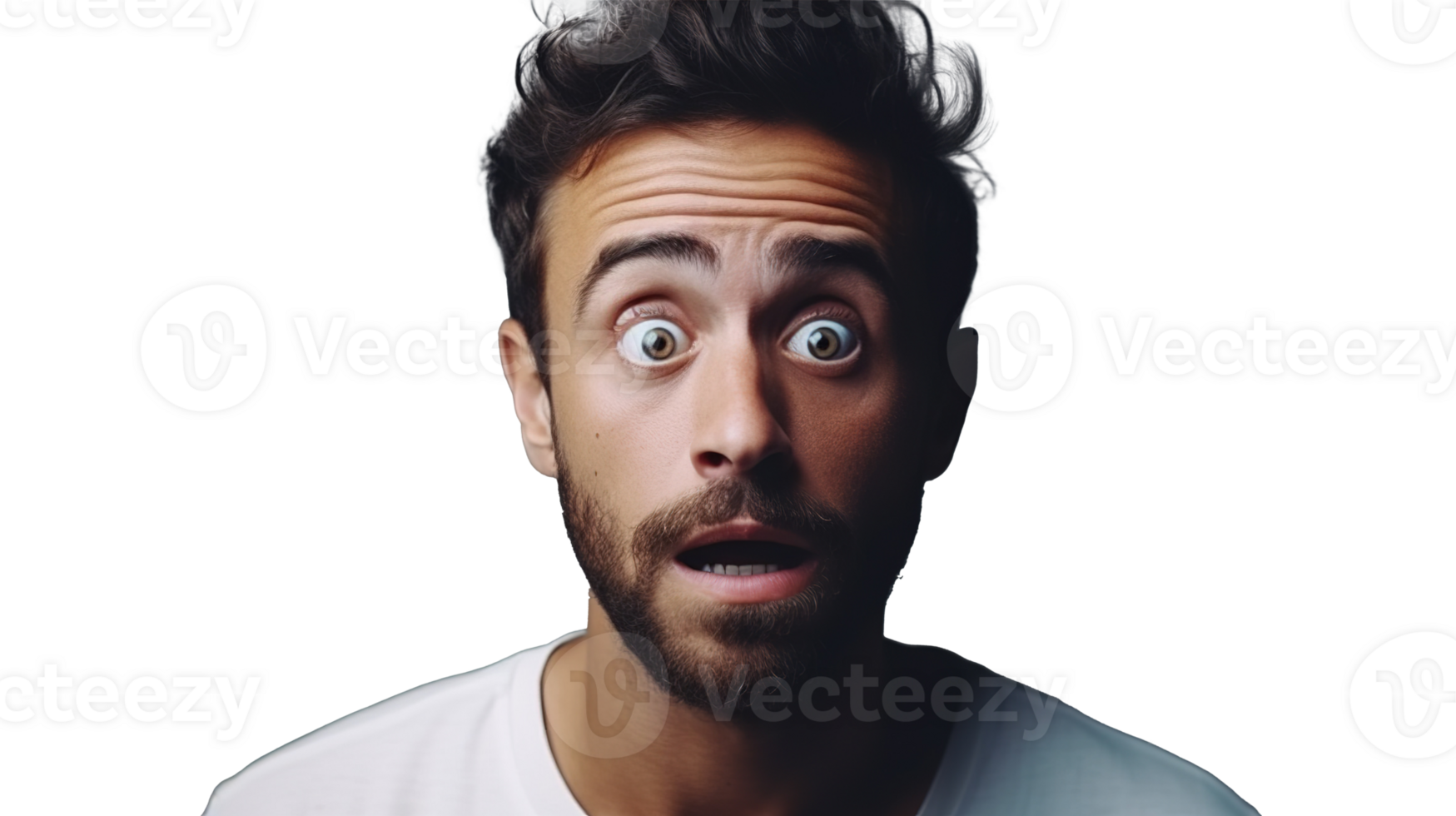 Scared Man Looking at the Camera Isolated on Transparent Background png