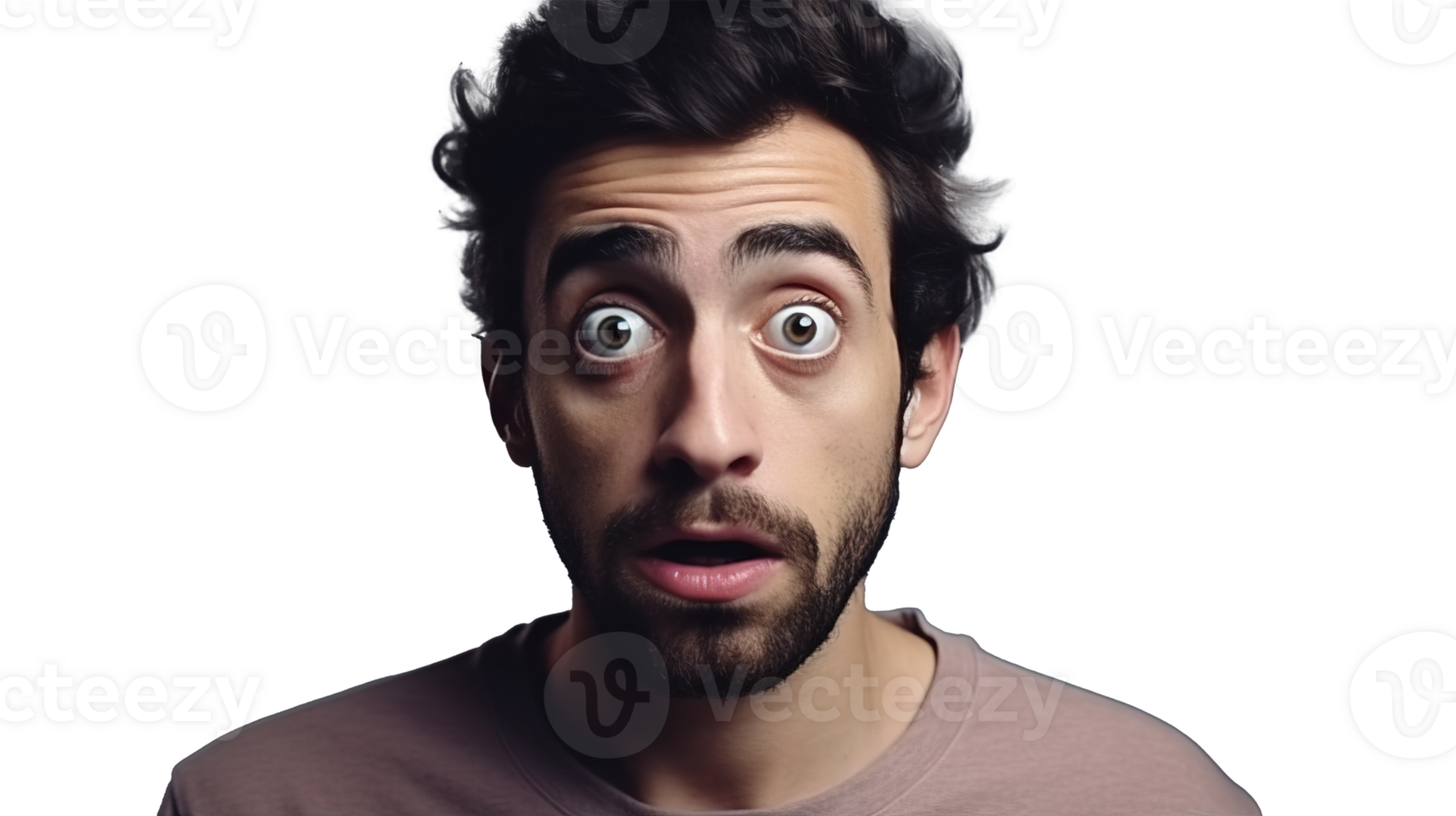 Fearful Man Staring at the Camera Isolated on Transparent Background png