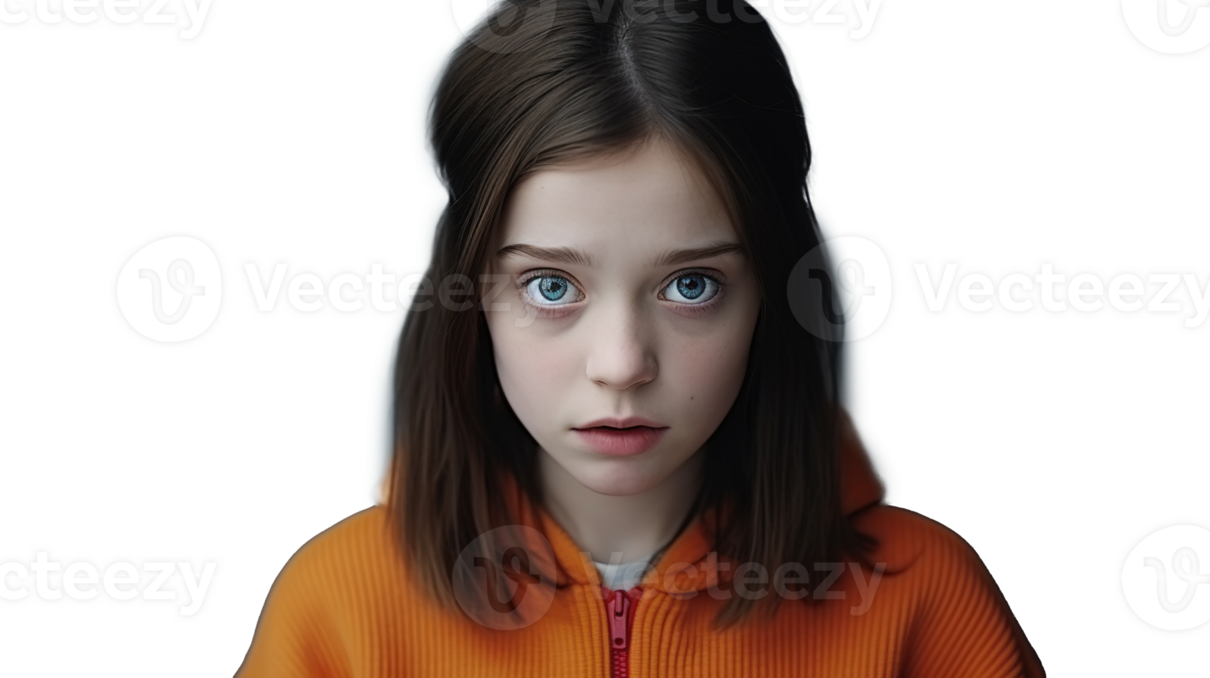 Shocked Young Woman Looking Directly at the Camera Isolated on Transparent png