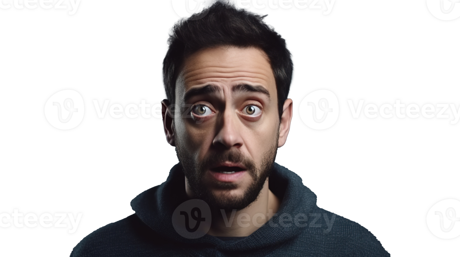 Fearful Man Staring at the Camera Isolated on Transparent png