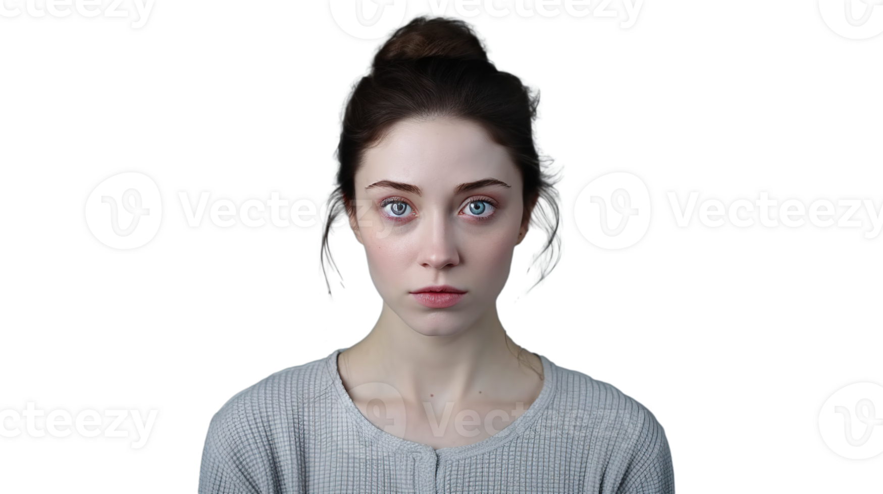 Shocked Woman Gazing at the Camera Isolated on Transparent Background png