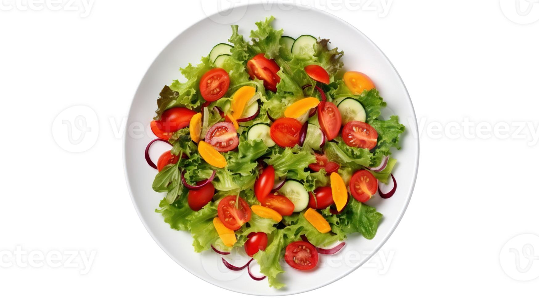 Fresh Salad Delight. Vibrant plate of greens on Transparent png