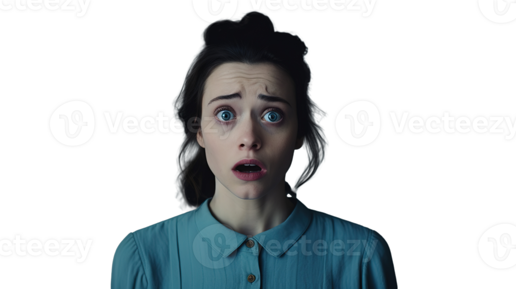Shocked Woman Gazing at the Camera Isolated on Transparent png