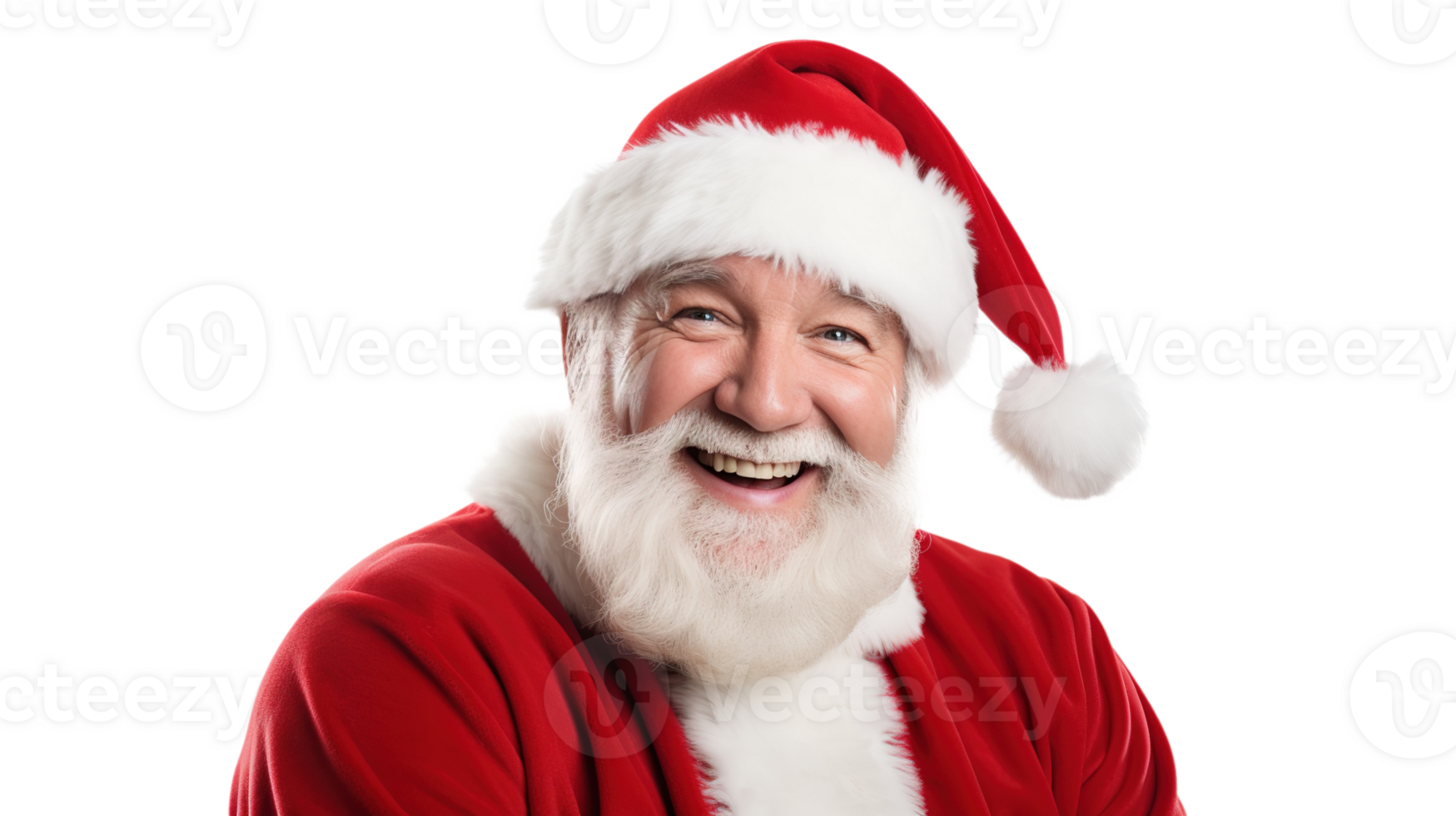 Jolly Santa Claus with Cheerful Expression on Transparent Background png