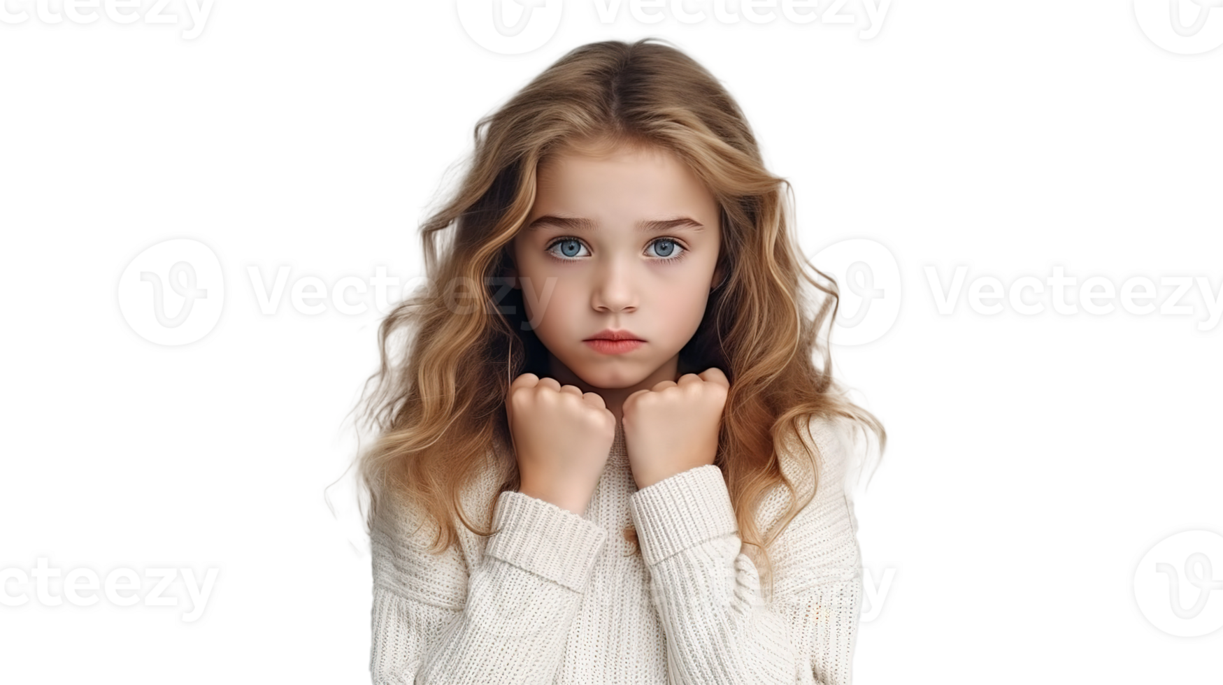 Frightened Girl Staring at the Camera on Transparent png