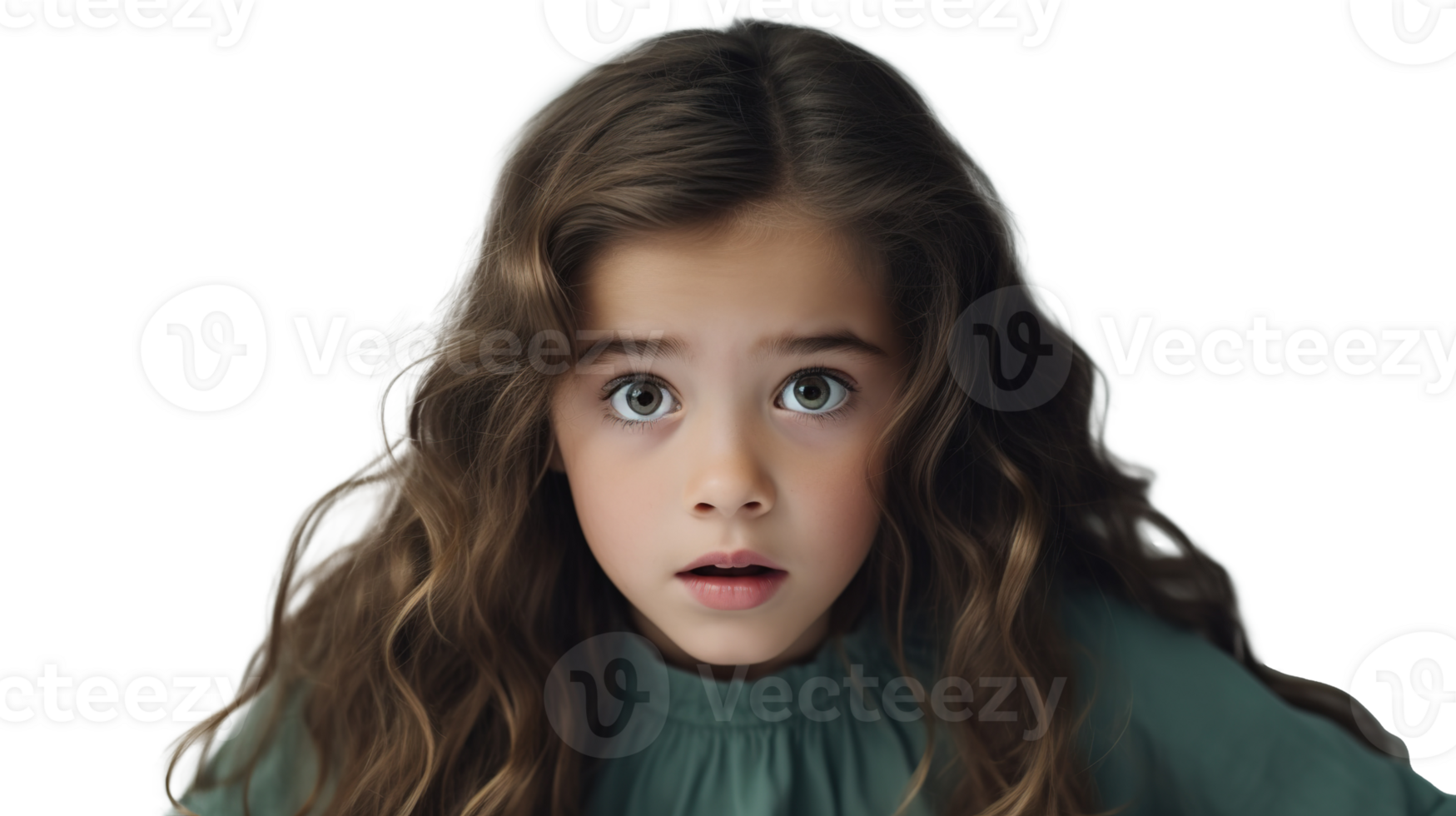Scared Girl Looking at the Camera Isolated on Transparent Background png
