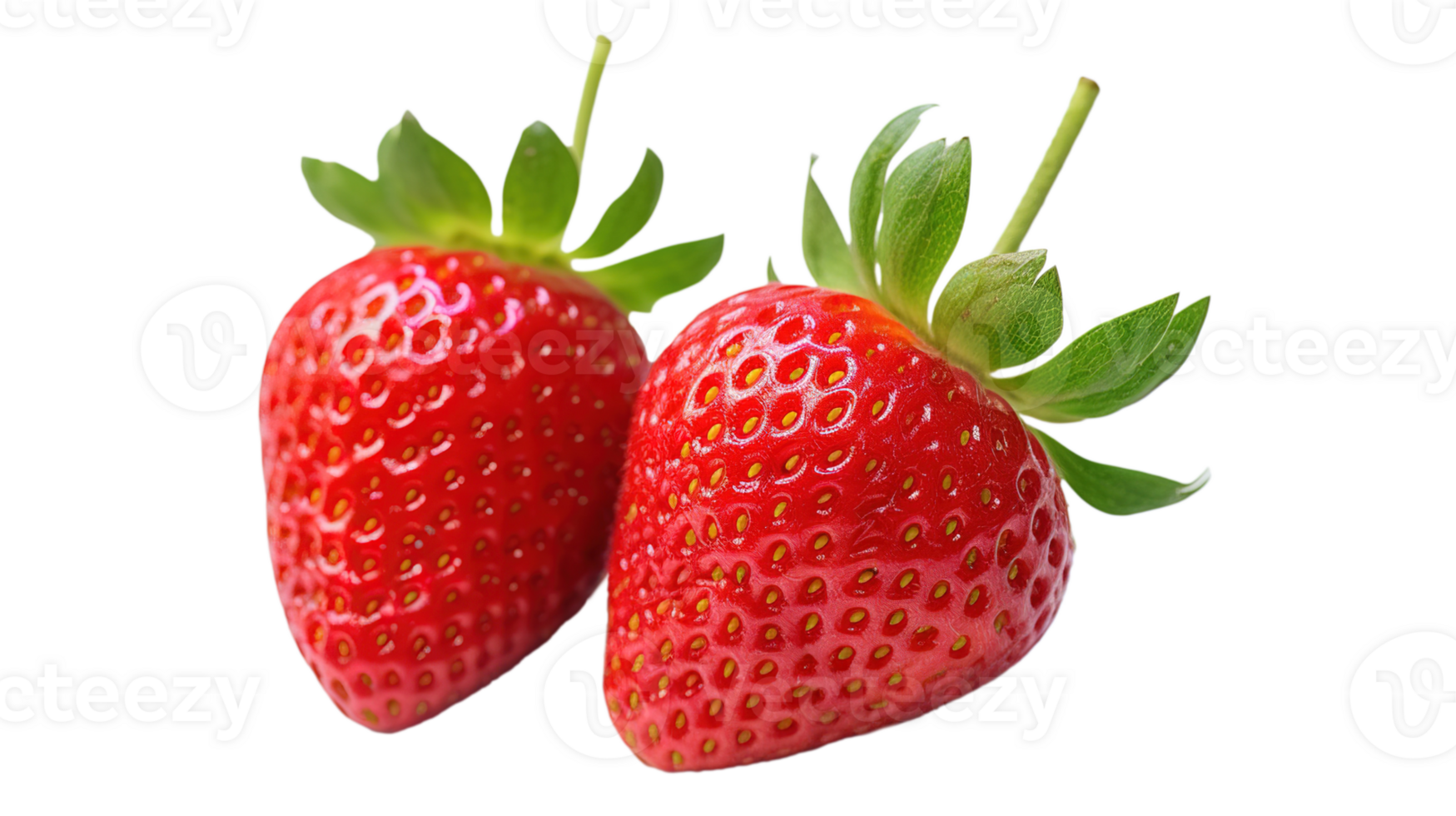 Ripe Red Strawberries on Transparent png