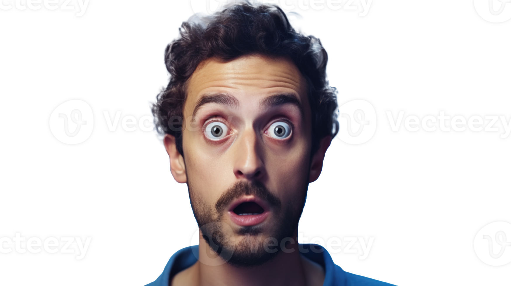 Surprised Man with Big Eyes Isolated on Transparent png