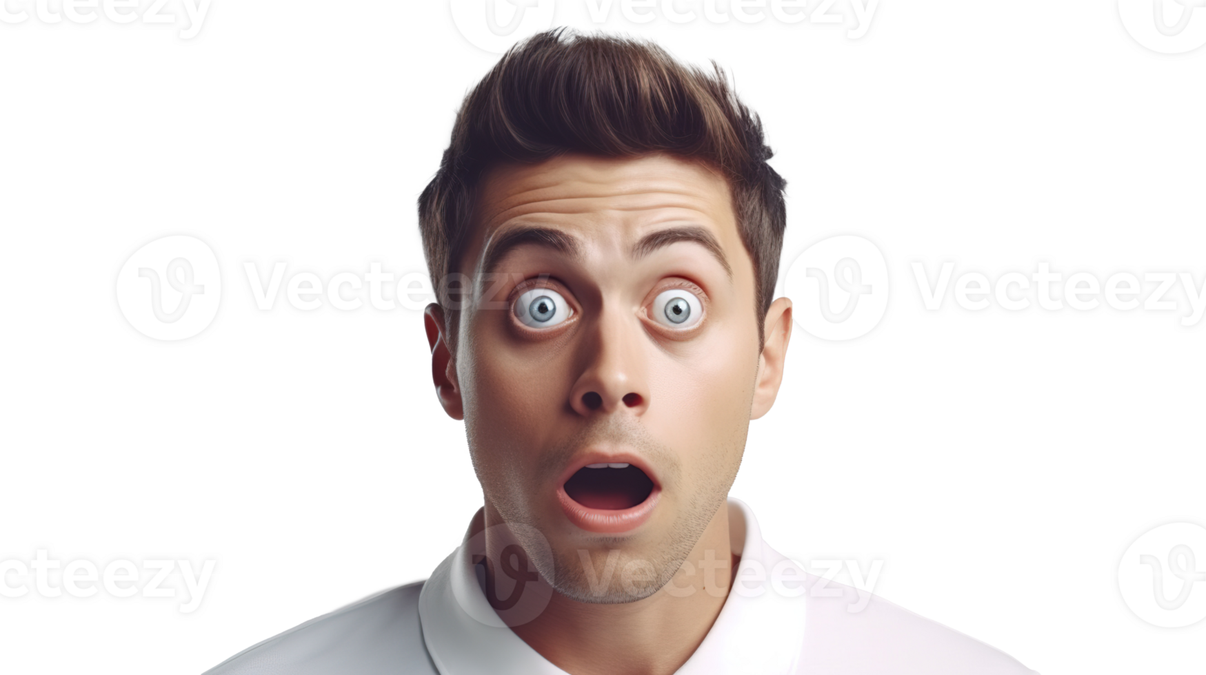 Excited Man with Surprised Look Isolated on Transparent Background png