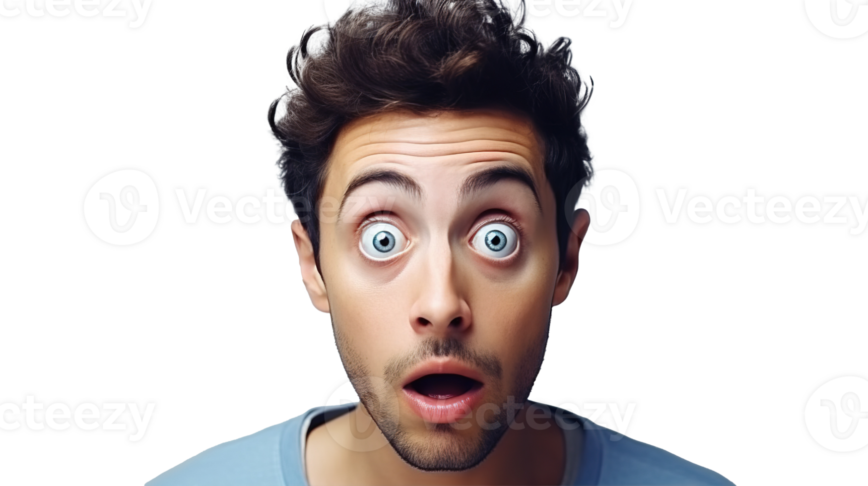Astonished Man with Wide Eyes Isolated on Transparent png