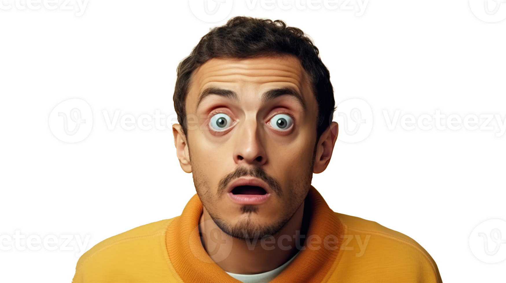 Shocked Man with Big Eyes Expression on Transparent png