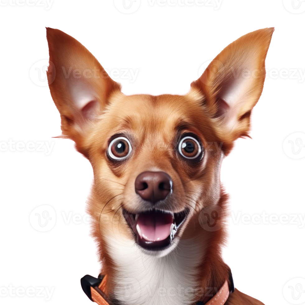 Shocked Dog with Wide Eyes Isolated on Transparent png