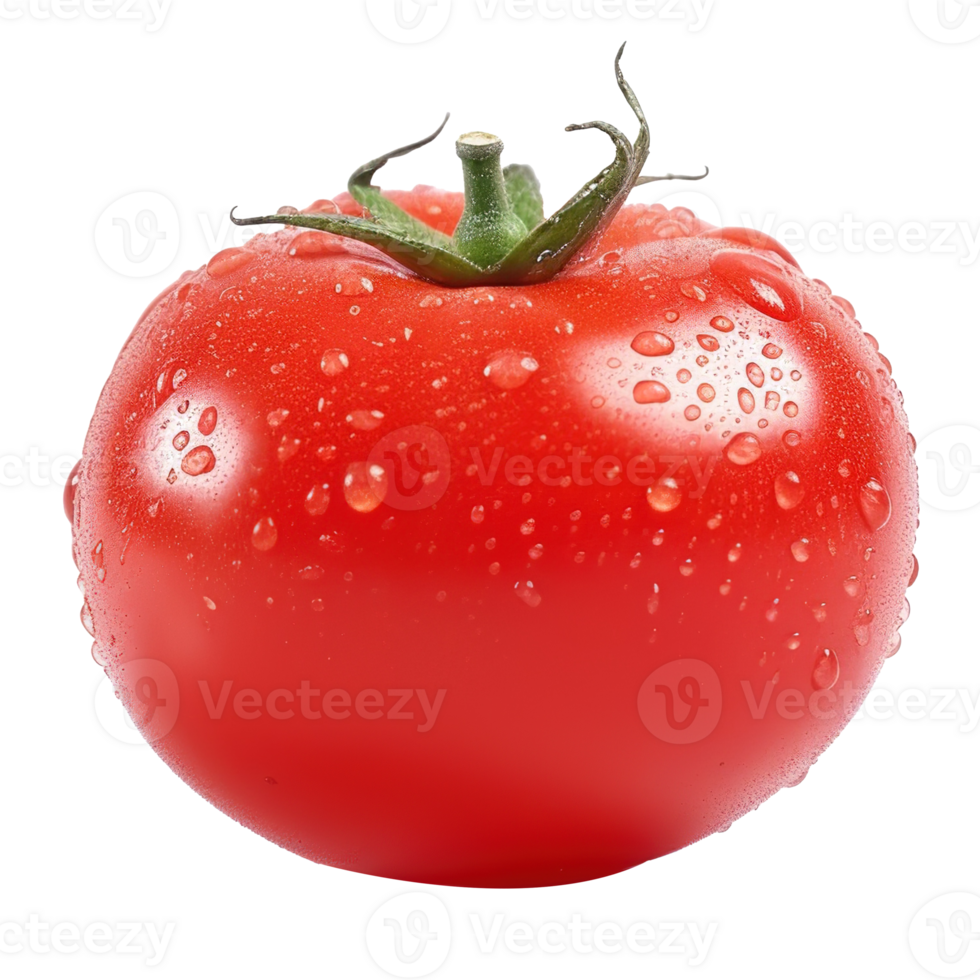 Whole Tomato with Stem on Transparent Background. Healthy, Raw, Vegan, Farm, Garden png