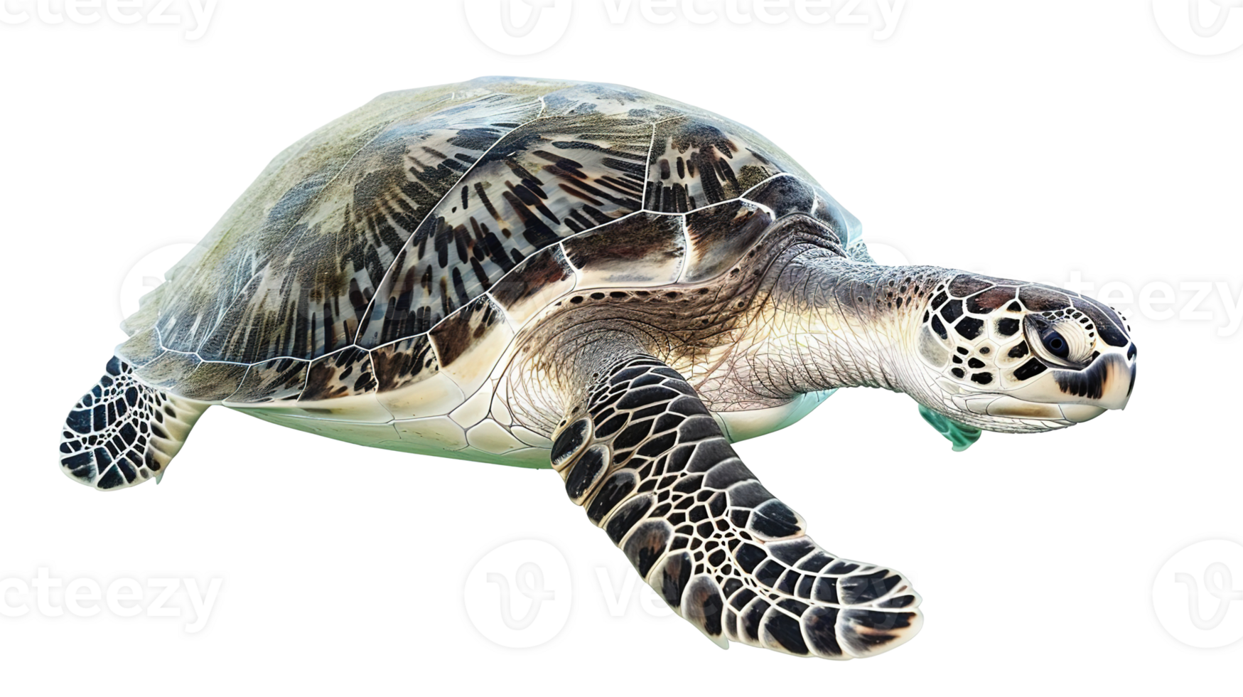 Swimming Turtle Isolated on Transparent Background. Animal, Marin, Water, Reptile, Ocean, Underwater, Sea, Swim, Fish, Aqualung, Nature, Wildlife, Reef, Diving, Coral png