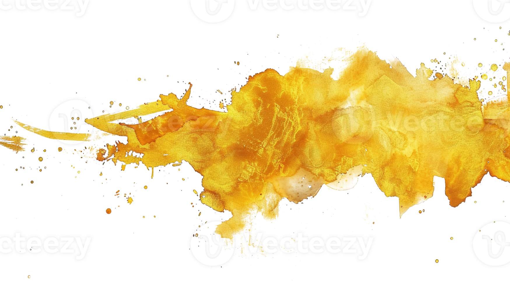 Gold Watercolor Stain on Transparent Background. Golden, Texture, Splash, Watercolor, Water, Liquid, Paper, Artistic, Banner, Art, Abstract, Bright, Colour, Graphic png