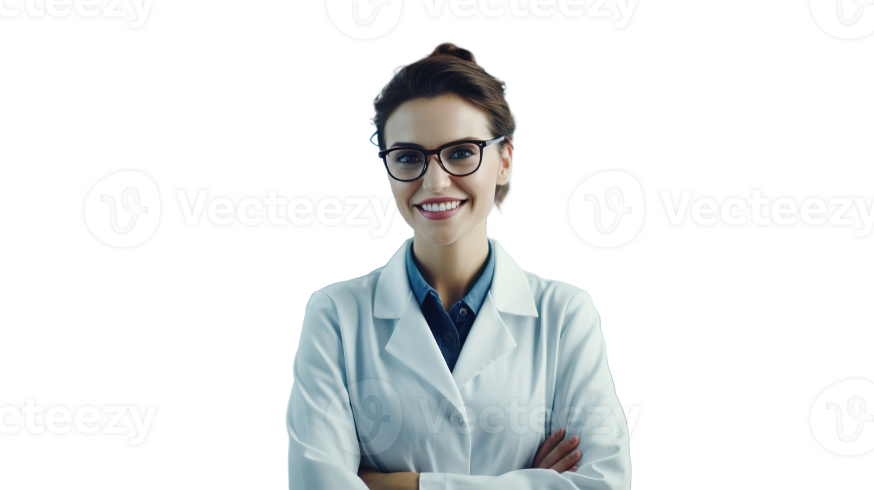 Young Woman Scientist in Modern Bright Medical Science Laboratory on Transparent png